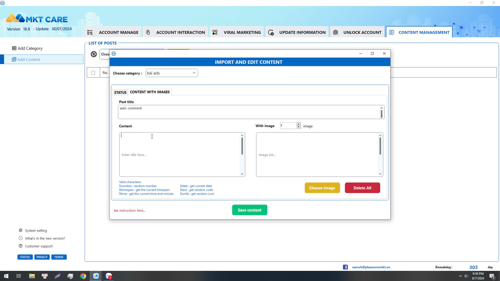 Instructions for using Automatic Commenting Facebook Software