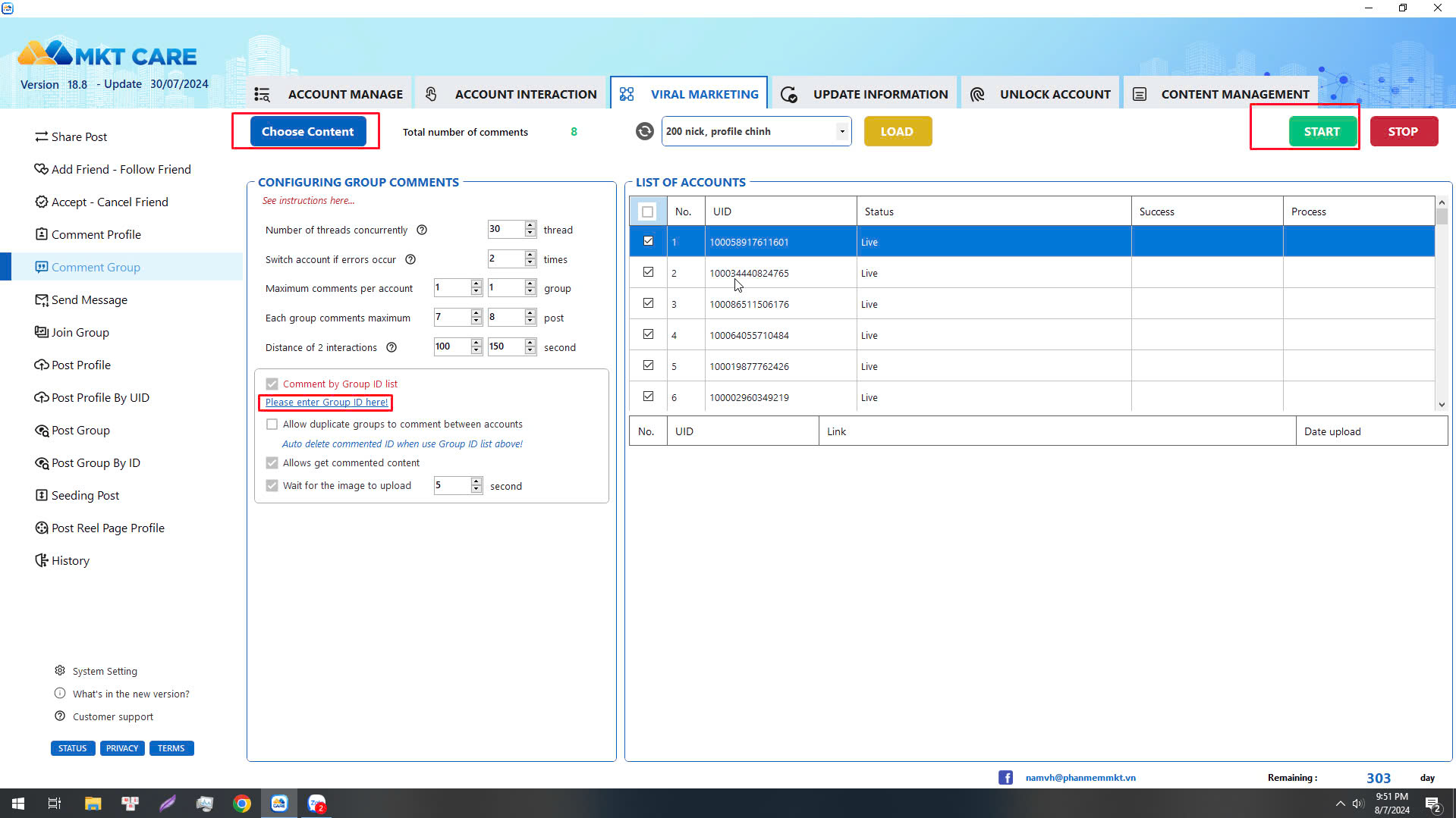 Instructions for using Automatic Commenting Facebook Software