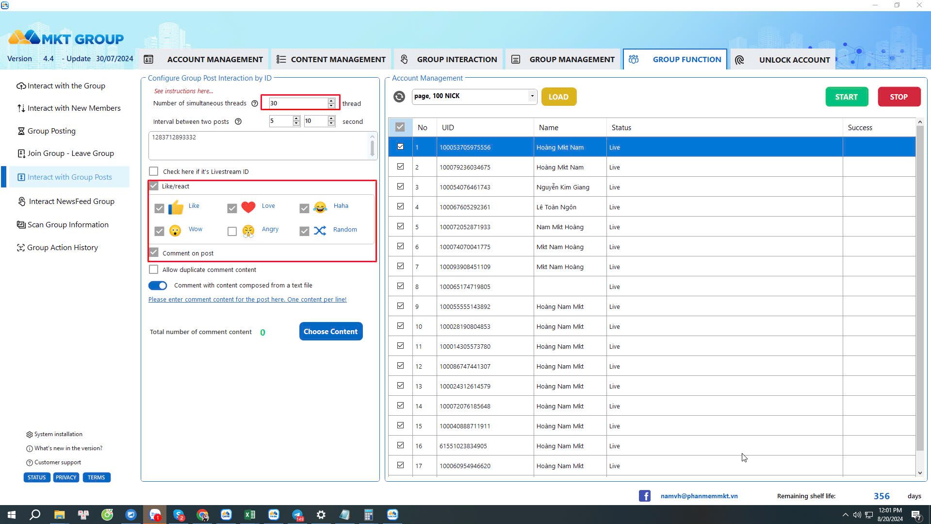 Instructions on How to Seeding Post Group Facebook on MKT Group