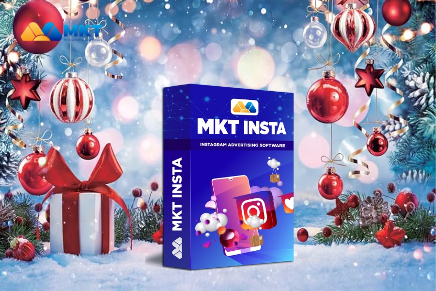 Using MKT Insta software to automate and schedule unique holiday captions for Instagram across multiple accounts.