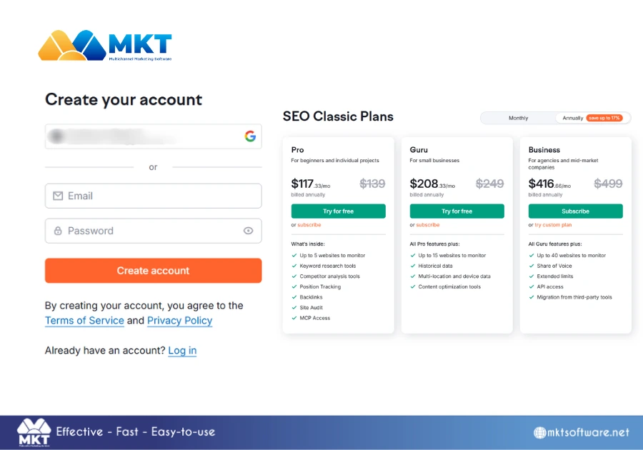 How to create a SEMrush account