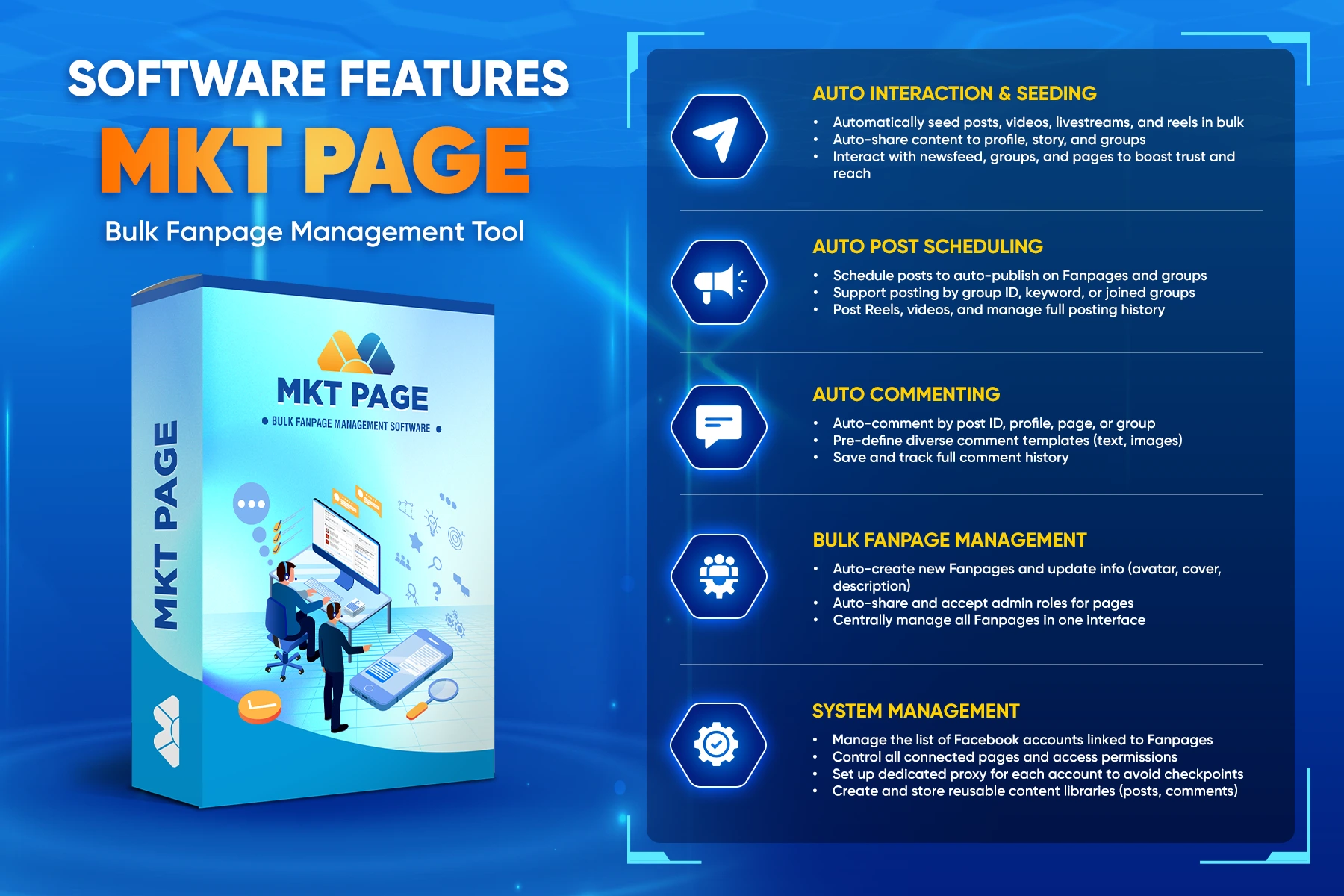 MKT Page can manage multiple fanpages on Facebook